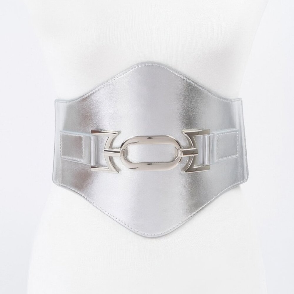 Faux Leather Wide Elastic Plus Size Belt